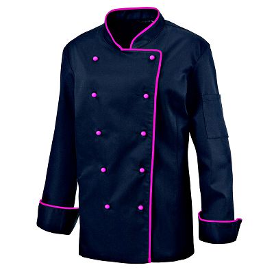 Damenkochjacke mit Paspel Hot Pink